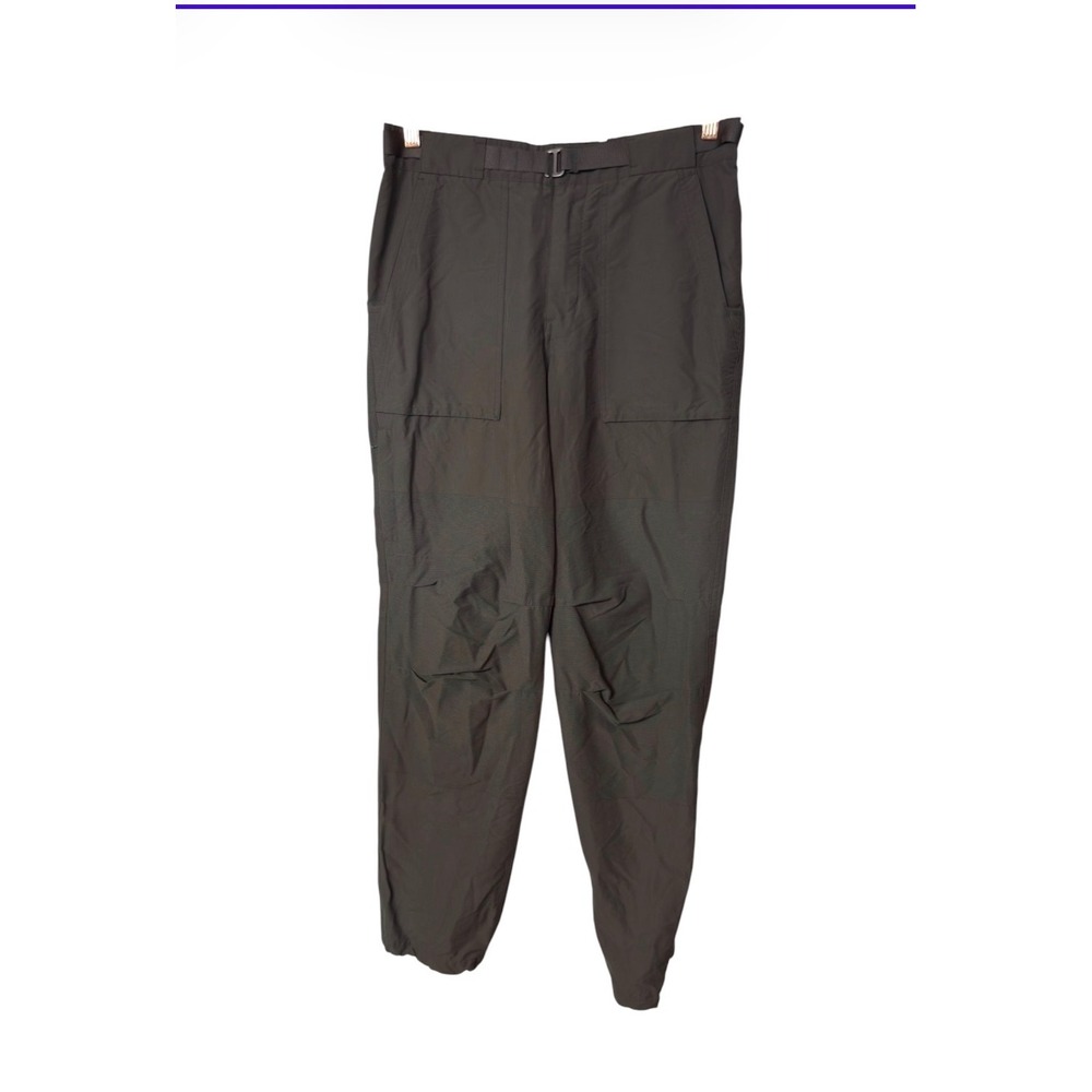REI Co-op Women Hiking Pants 32W x 32L Dark Olive Grey‎ Belted Articulated Knee